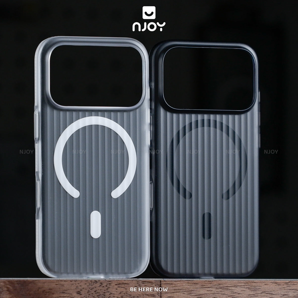 Ốp Nhám Sọc Nổi 3D Njoy Tích Hợp Sạc Nam Châm Từ Tính Cho iPhone 17 Pro Max 16 15 14 13 12