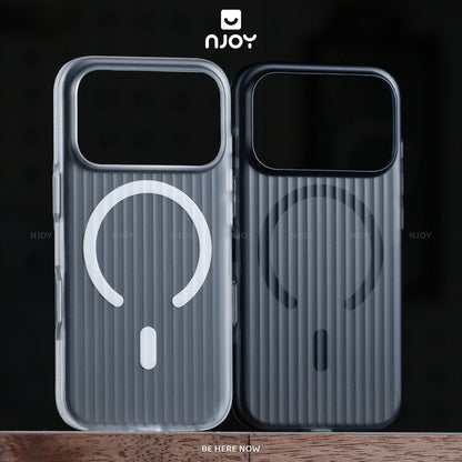 Ốp Nhám Sọc Nổi 3D Njoy Tích Hợp Sạc Nam Châm Từ Tính Cho iPhone 17 Pro Max 16 15 14 13 12