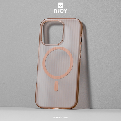Ốp Nhám Sọc Nổi 3D Njoy Tích Hợp Sạc Nam Châm Từ Tính Cho iPhone 17 Pro Max 16 15 14 13 12