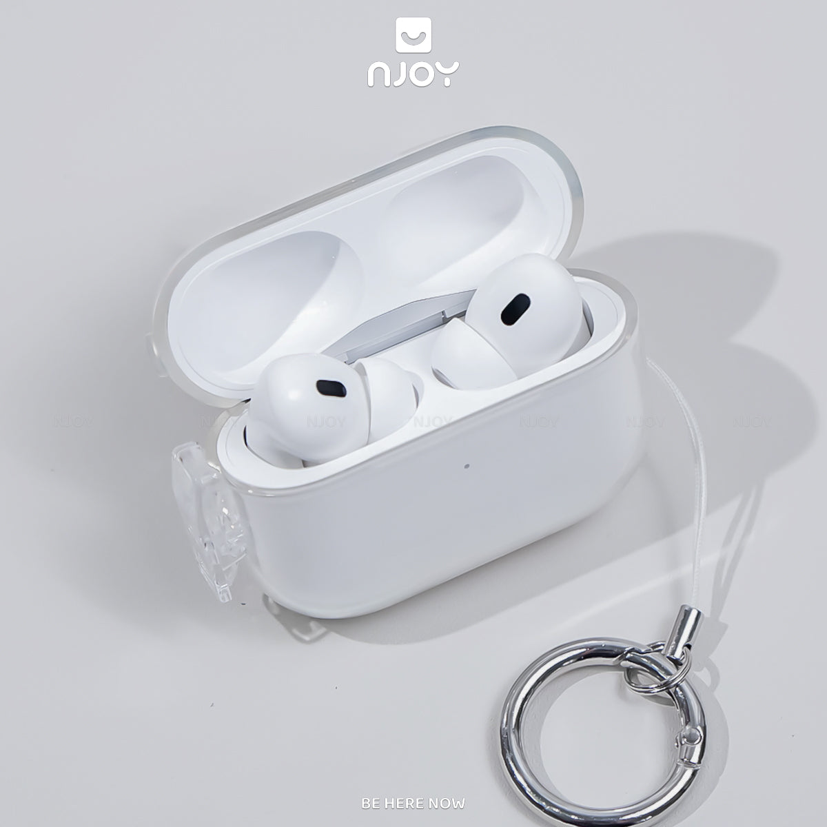 Ốp Trong Suốt Nút Mở Thông Minh Kèm Móc Khóa Tiện Lợi Cho Tai Nghe Airpods 4 3 Airpods Pro 3 2 Njoyshop