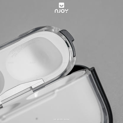 Ốp Trong Suốt Khóa Cài Viền Màu Hỗ Trợ Sạc Không Dây Kèm Móc Khóa Cho AirPods Pro 2 3