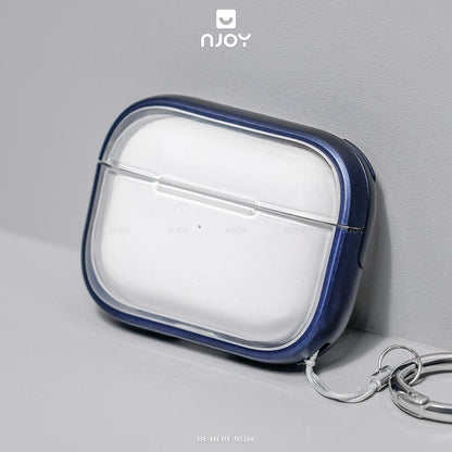 Ốp Trong Suốt Khóa Cài Viền Màu Hỗ Trợ Sạc Không Dây Kèm Móc Khóa Cho AirPods Pro 2 3