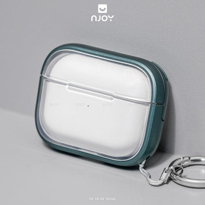 Ốp Trong Suốt Khóa Cài Viền Màu Hỗ Trợ Sạc Không Dây Kèm Móc Khóa Cho AirPods Pro 2 3