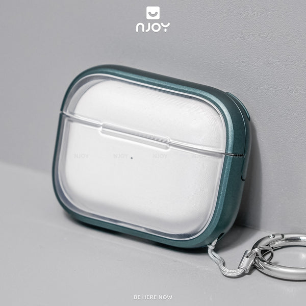 Ốp Trong Suốt Khóa Cài Viền Màu Hỗ Trợ Sạc Không Dây Kèm Móc Khóa Cho AirPods Pro 2 3