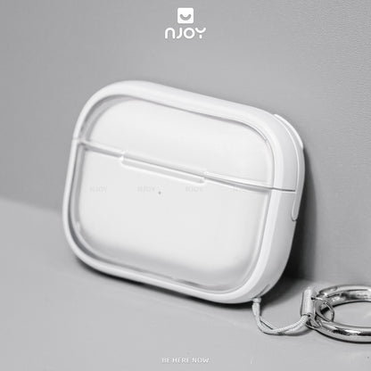 Ốp Trong Suốt Khóa Cài Viền Màu Hỗ Trợ Sạc Không Dây Kèm Móc Khóa Cho AirPods Pro 2 3