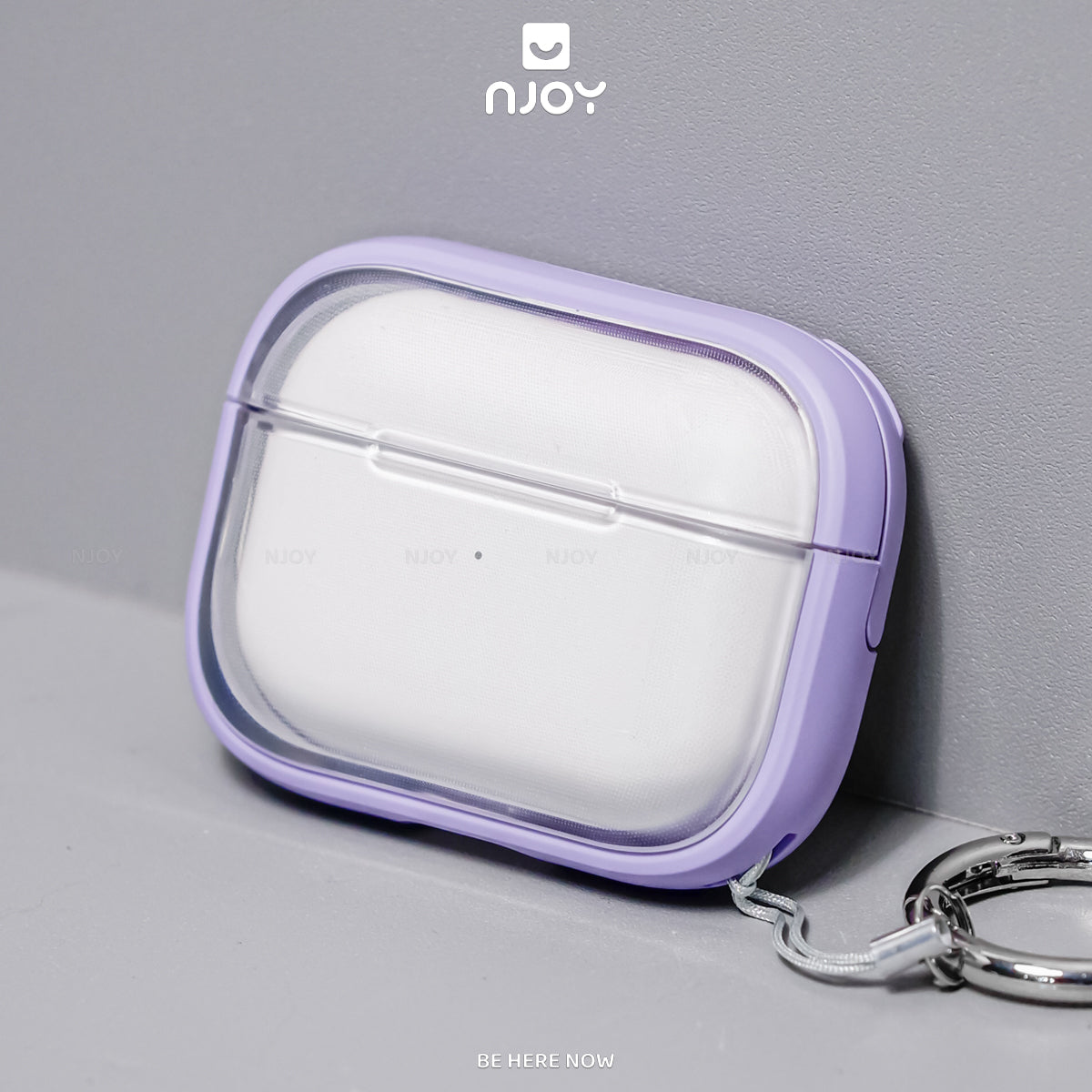 Ốp Trong Suốt Khóa Cài Viền Màu Hỗ Trợ Sạc Không Dây Kèm Móc Khóa Cho AirPods Pro 2 3