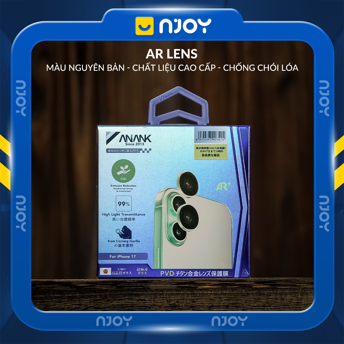 Bộ Vòng Cường Lực Bảo Vệ Camera Anank AR Chống Trầy Xước Màu Nguyên Bản Cho iPhone 13 14 15 16 17 Pro Max Njoyshop