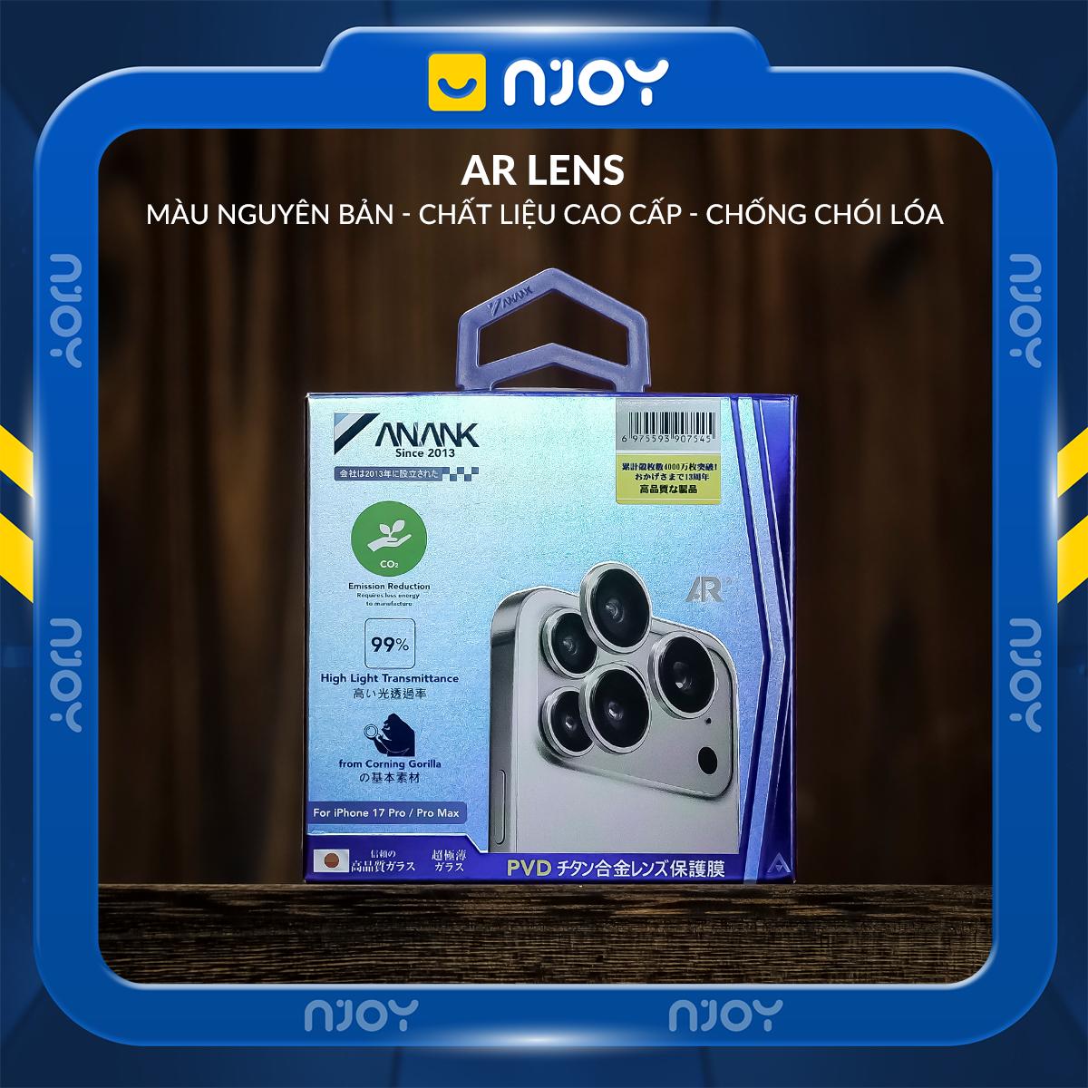 Cường Lực Camera Anank AR Chống Trầy Xước Cho iPhone 16 Plus 15 Plus 16 17 Pro Max 15 14 13