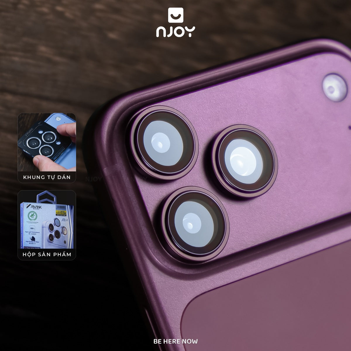 Bộ Vòng Cường Lực Bảo Vệ Camera Anank AR Chống Trầy Xước Màu Nguyên Bản Cho iPhone 13 14 15 16 17 18 Pro Max Njoyshop