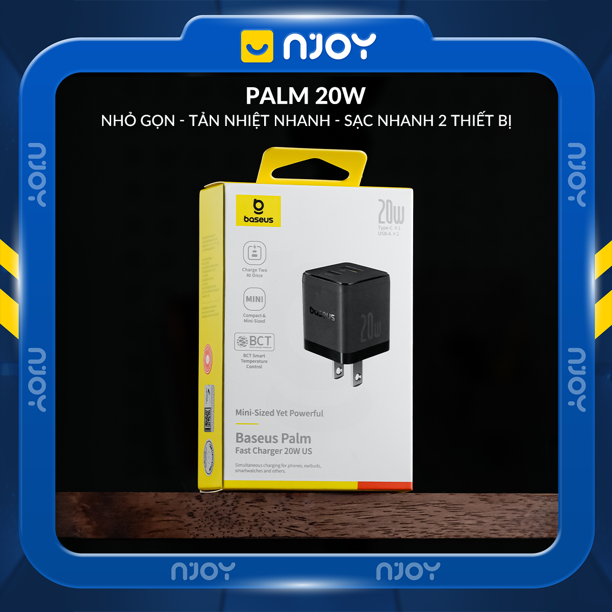 Củ Sạc Nhanh 20W Baseus Palm 2 Cổng Type C USB-A Nhỏ Gọn Cho iPhone Samsung