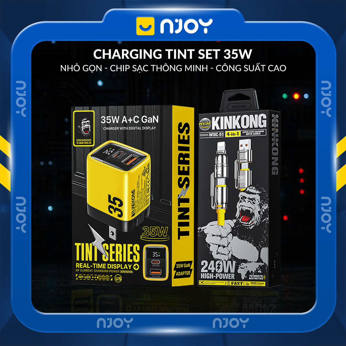 Củ Sạc Wekome 35W 2 Cổng Sạc Type C USB Sạc Nhanh QC3.0 PD3.0 FCP Cho Điện Thoại iPhone iPad Macbook