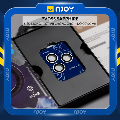 Cường Lực Camera URR Sapphire PVDSS 2 Tầng Cho iPhone 17 Pro Max 16 Pro Max 15 Pro Max 14 Pro Max 13 12