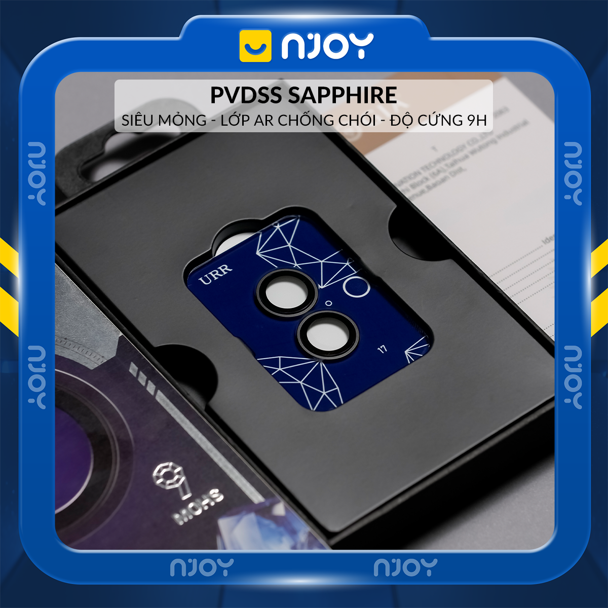 Cường Lực Camera URR Sapphire PVDSS 2 Tầng Cho iPhone 17 Pro Max 16 Pro Max 15 Pro Max 14 Pro Max 13 12