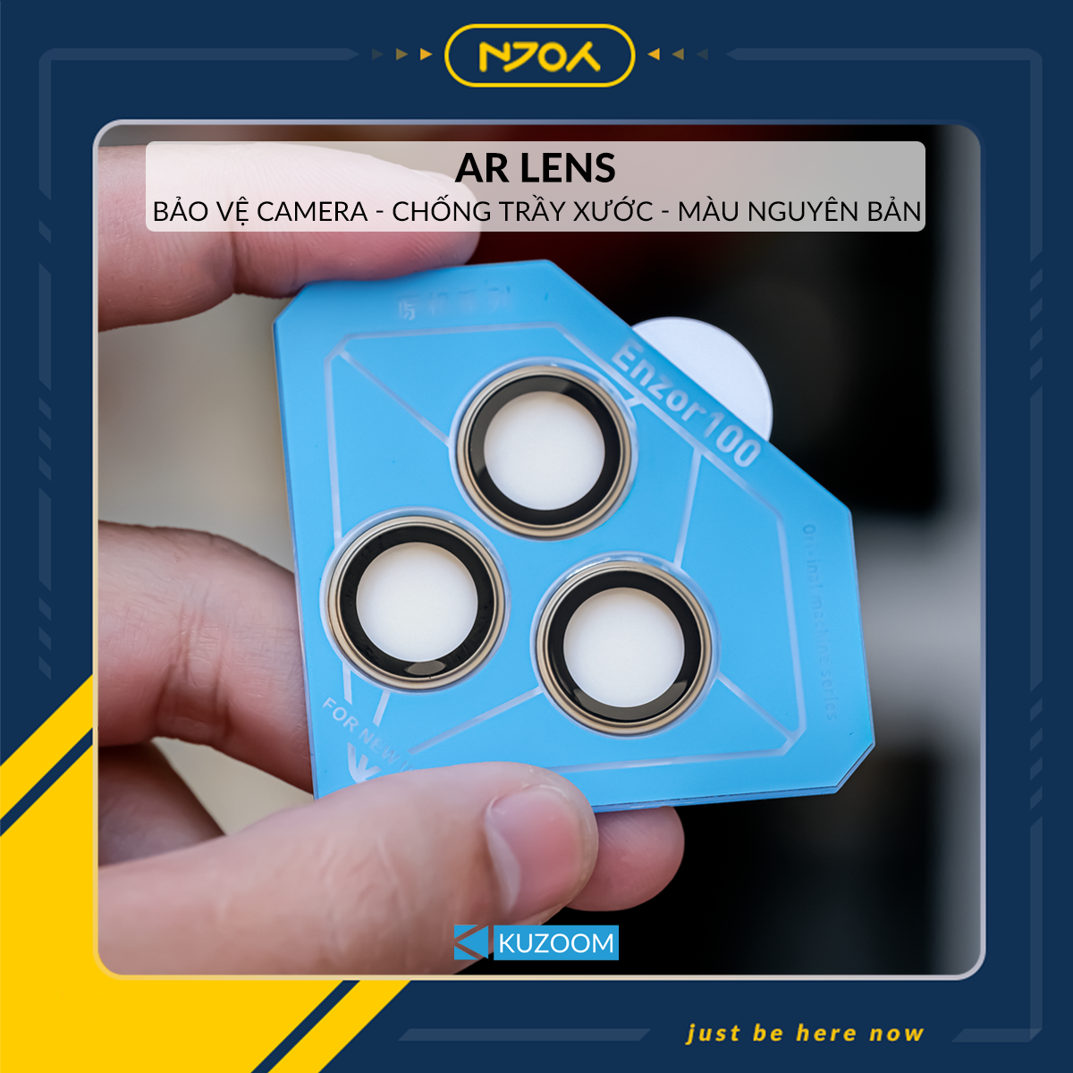 Cường Lực Camera Kuzoom AR Có Khung Dán Cho iPhone 17 Pro Max 16 15 14 13 12 11