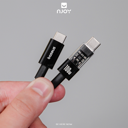 Cáp Sạc Nhanh Baseus Lucent 100W Trong Suốt Cho iPhone 17 Pro Max 16 15 iPad Laptop Airpods