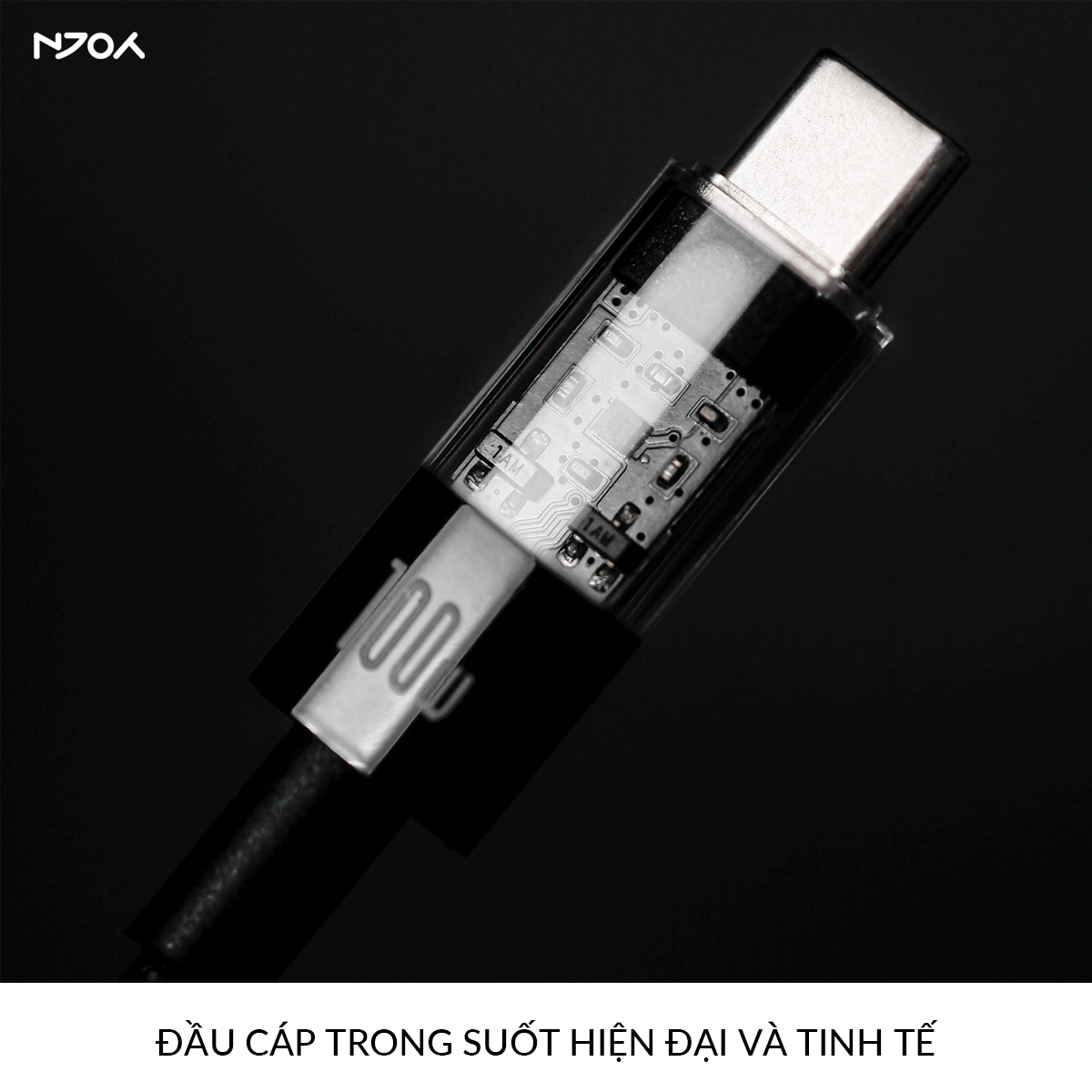 Cáp Sạc Nhanh Baseus Lucent 100W Trong Suốt Cho iPhone 17 Pro Max 16 15 iPad Laptop Airpods