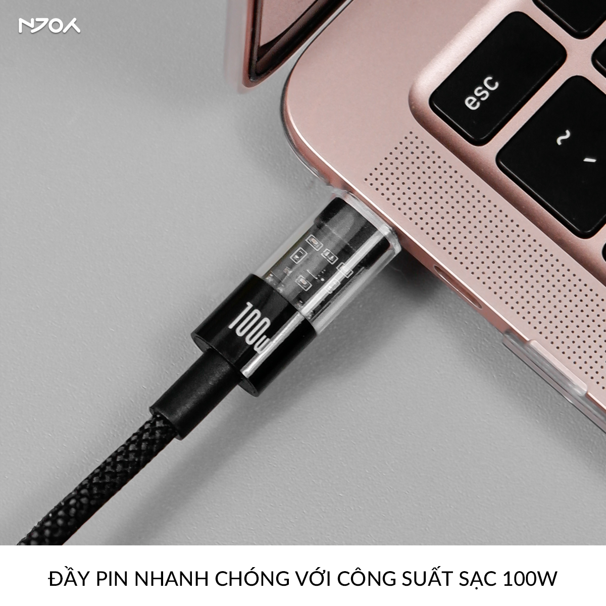 Cáp Sạc Nhanh Baseus Lucent 100W Trong Suốt Cho iPhone 17 Pro Max 16 15 iPad Laptop Airpods