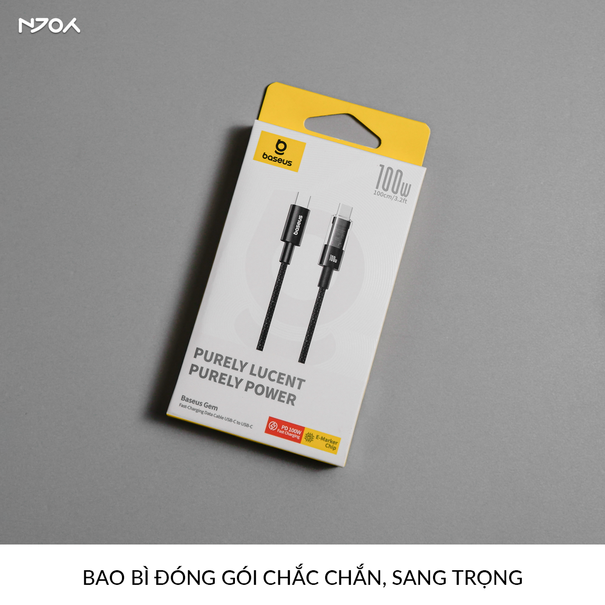 Cáp Sạc Nhanh Baseus Lucent 100W Trong Suốt Cho iPhone 17 Pro Max 16 15 iPad Laptop Airpods