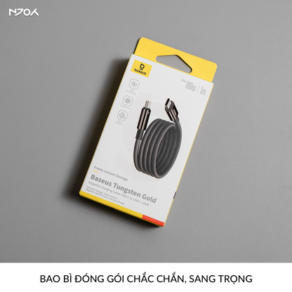 Cáp Sạc Nhanh Baseus Tungsten 100W Hỗ Trợ Nam Châm Chống Rối Cho iPhone 16 Pro Max 15 Laptop iPad