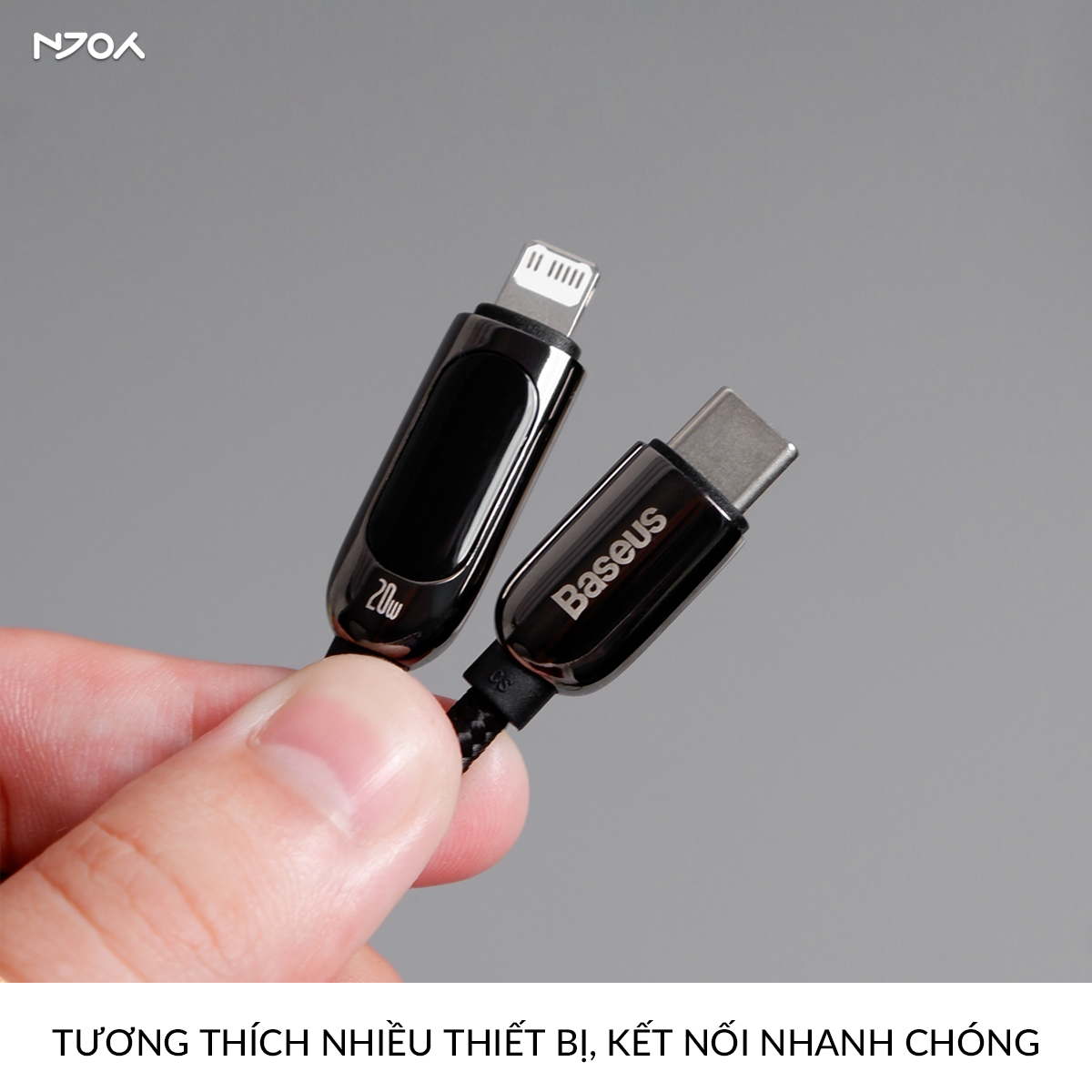 Cáp Sạc Nhanh 20W Baseus Có Màn Hình Led Type C to Lightning Cho iPhone
