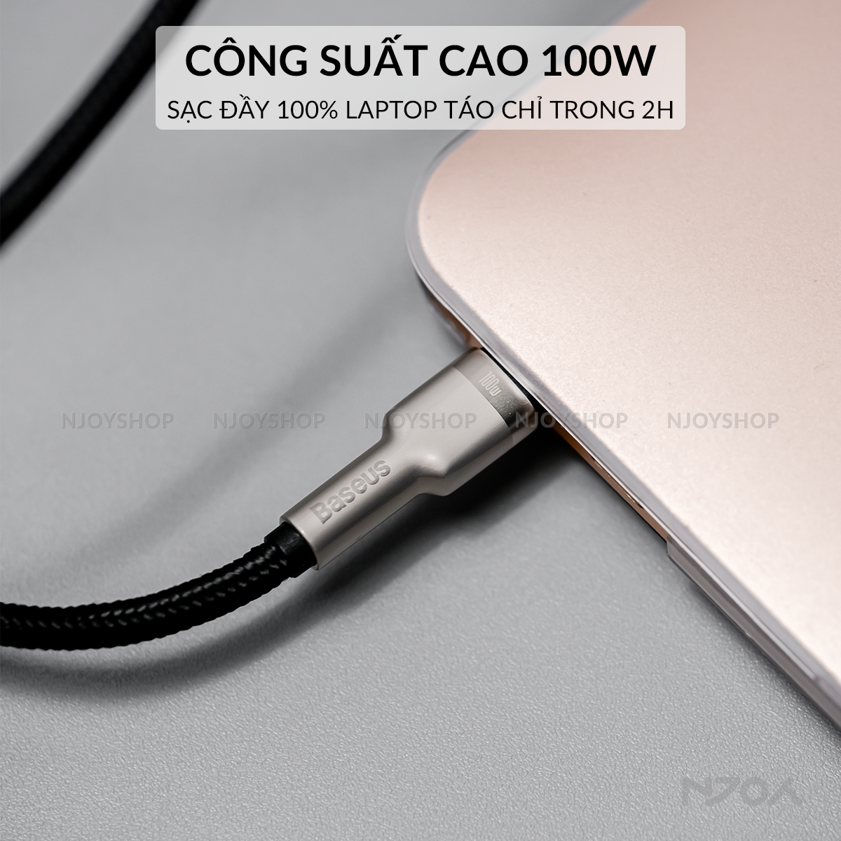 Cáp Sạc Nhanh Baseus 100W Chân Cắm Type C Độ Dài 1m 2m Cho Laptop Máy Tính Bảng