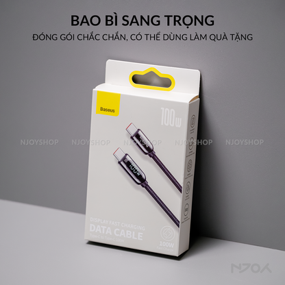 Cáp Sạc Nhanh Baseus 100W Đèn Led Báo Sạc Chống Đứt Gãy Cho iPhone iPad Laptop