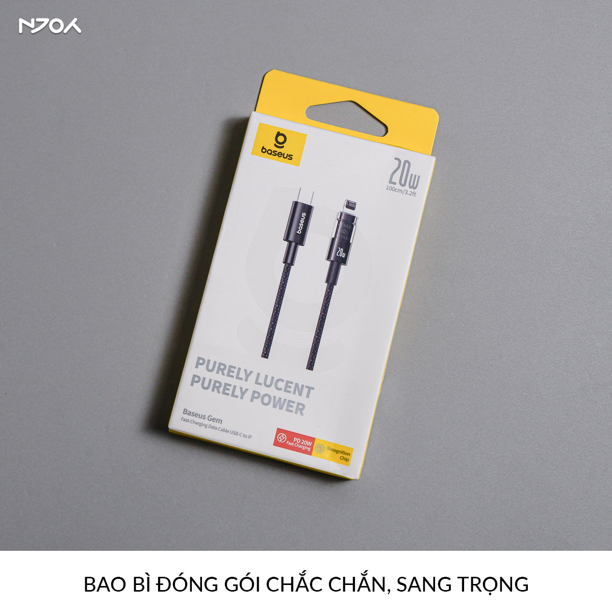 Cáp Sạc Nhanh Baseus PD 20W Trong Suốt Dây Dù Chống Đứt Cho iPhone 14 Pro Max 13 12 11