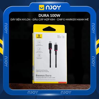 Cáp Sạc Nhanh Baseus Dura 100W Hợp Kim Nhôm Cao Cấp Cho Điện Thoại iPhone Macbook iPad