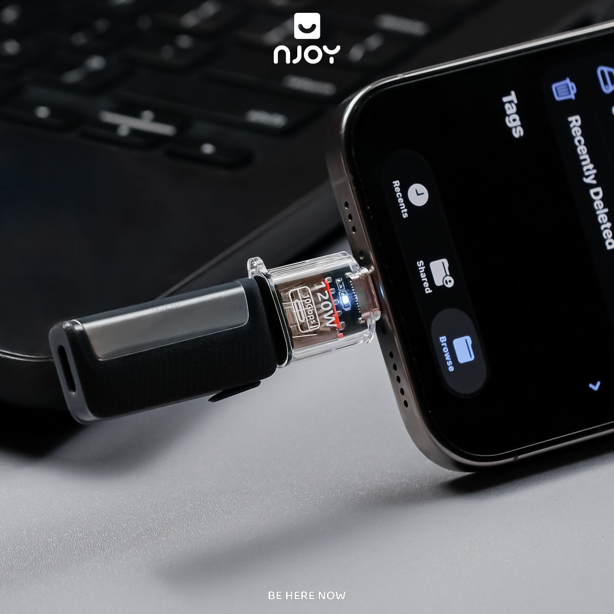 Đầu Chuyển Đổi OTG Type C Sang USB 3.2 10Gbps Sạc Nhanh 120W Cho Điện Thoại iPhone iPad Macbook Njoy