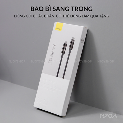 Dây Sạc Nhanh Baseus 240W Hỗ Trợ PD 3.1 Hợp Kim Đen Dây Dù Cho iPhone iPad Laptop