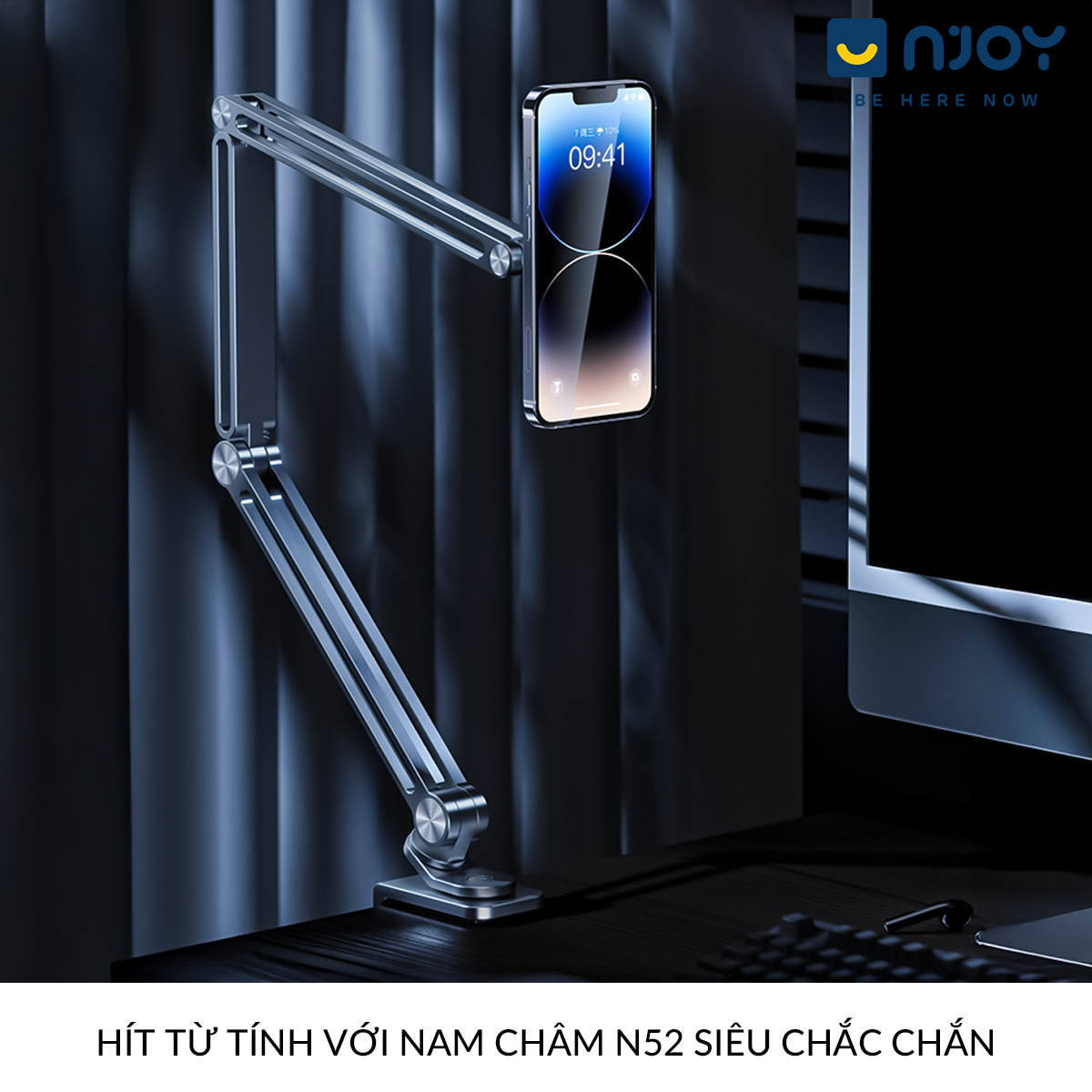 Giá Đỡ Điện Thoại Boneruy Z67 Hít Từ Tính Hợp Kim Nhôm Cao Cấp Độ Cao 50cm Xoay 360 Độ Ổn Định