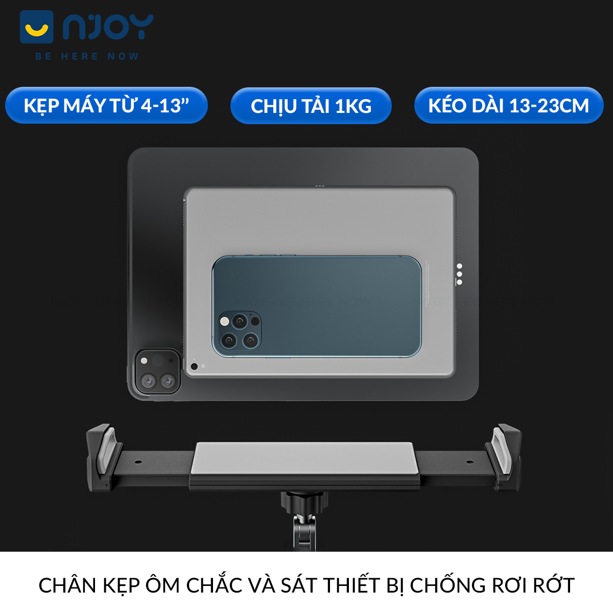 Giá Đỡ Điện Thoại Máy Tính Bảng Boneruy P47 Hợp Kim Nhôm Cao Cấp Chống Rung Lắc Xoay 360 Độ