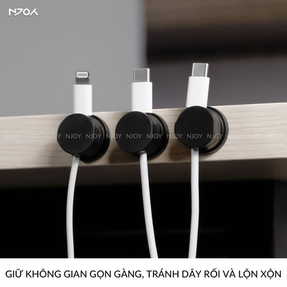Kẹp Nam Châm Chống Rối Dây Cáp Sạc Tai Nghe Keo Dán Hai Mặt Tiện Lợi Cho Bàn Làm Việc