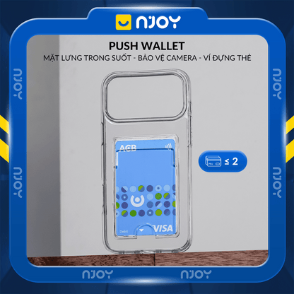 Ốp Lưng Trong Suốt Njoy Đựng Thẻ Bảo Vệ Camera Chống Sốc Cho iPhone 17 Pro Max 16 15 14 13 12