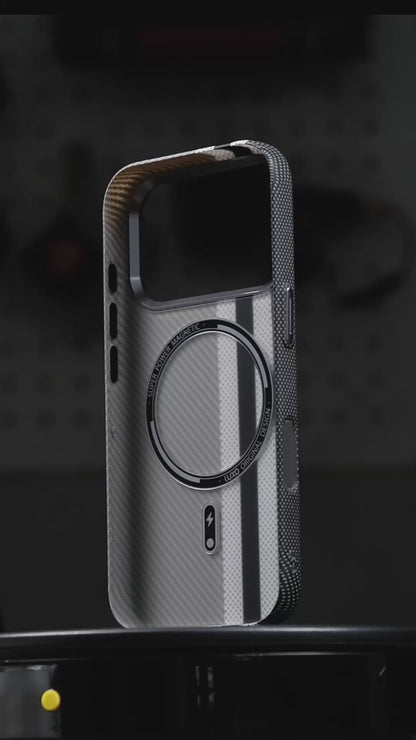 Ốp Carbon Magsafe Siêu Mỏng Họa Tiết Sọc Nổi 3D Cho Điện Thoại iPhone 17 Pro Max 16 15 14 13