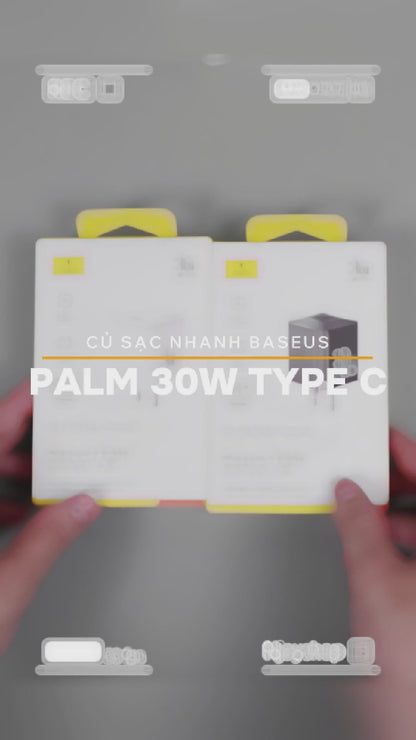 Củ Sạc Nhanh 30W Baseus Palm Chân Cắm Type C Hỗ Trợ QC PD 3.0 Cho iPhone Samsung