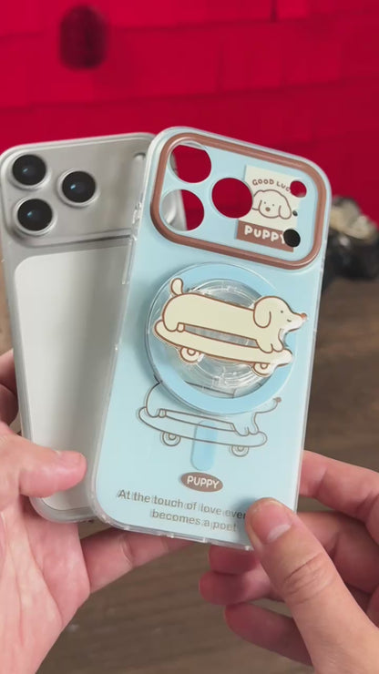 Ốp Lưng In Hình Skate Pup Chó Trượt Ván Kèm Popsocket Cho Điện Thoại iPhone 17 Pro Max 16 15 14 Njoy