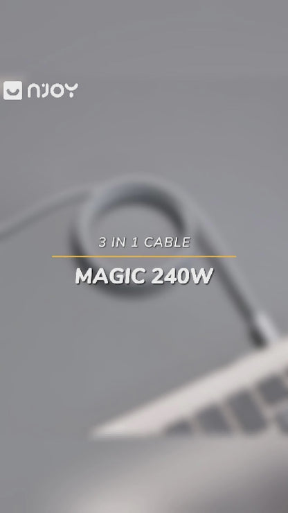 Cáp Sạc Nhanh Đa Năng 3 Trong 1 240W Type C Dây Nylon Cho iPhone MacBook iPad AirPods