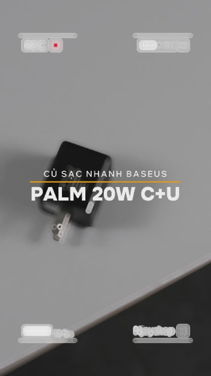 Củ Sạc Nhanh 20W Baseus Palm 2 Cổng Type C USB-A Nhỏ Gọn Cho iPhone Samsung