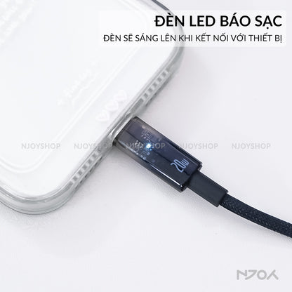 Dây Cáp Sạc Tự Ngắt Baseus 20W Có Đèn Led Dài 1m 2m Cho Điện Thoại iPhone 14 Pro Max 13 12 11 Xsmax