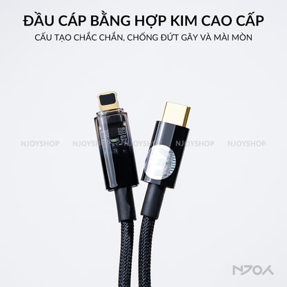 Dây Cáp Sạc Tự Ngắt Baseus 20W Có Đèn Led Dài 1m 2m Cho Điện Thoại iPhone 14 Pro Max 13 12 11 Xsmax