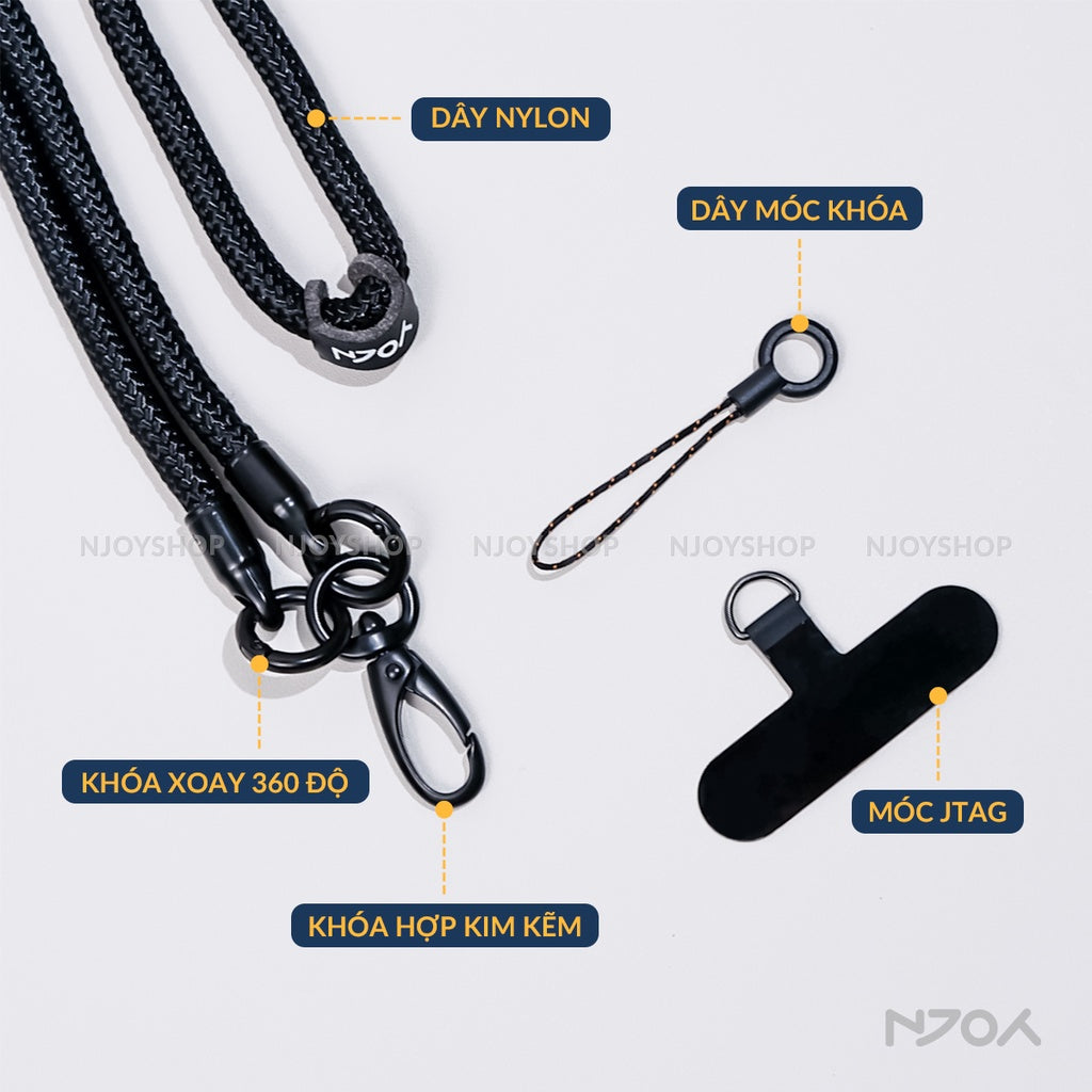 Dây Đeo Cổ Bện Nylon Dài 60cm Chống Đứt Gãy Độ Chống Thất Lạc Cho Tất Cả Điện Thoại iPhone Samsung