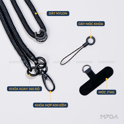 Dây Đeo Cổ Bện Nylon Dài 60cm Chống Đứt Gãy Độ Chống Thất Lạc Cho Tất Cả Điện Thoại iPhone Samsung