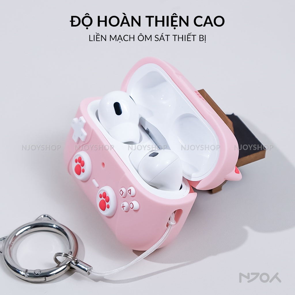 Ốp Silicon Mèo Hello Kitty Kèm Móc Khóa Tiện Lợi Cho Tai Nghe Airpods 3 4 Airpods Pro 3 2 Njoyshop