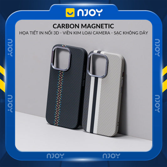 Ốp Carbon Magsafe Siêu Mỏng Họa Tiết Sọc Nổi 3D Cho Điện Thoại iPhone 17 Pro Max 16 15 14 13