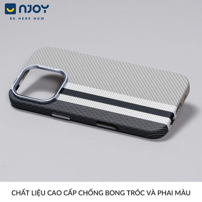 Ốp Carbon Magsafe Siêu Mỏng Họa Tiết Sọc Nổi 3D Cho Điện Thoại iPhone 16 Pro Max 15 14 13