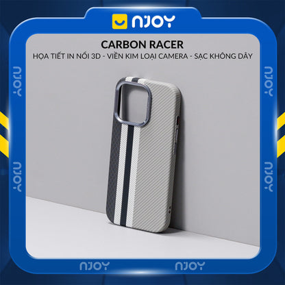 Ốp Carbon Magsafe Siêu Mỏng Họa Tiết Sọc Nổi 3D Cho Điện Thoại iPhone 16 Pro Max 15 14 13