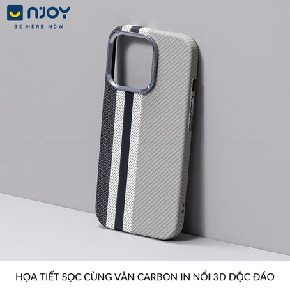 Ốp Carbon Magsafe Siêu Mỏng Họa Tiết Sọc Nổi 3D Cho Điện Thoại iPhone 16 Pro Max 15 14 13