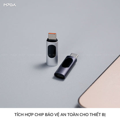 Đầu Chuyển Type C To Type C 100W Njoy Với Màn Hình Led Cho iPhone iPad MacBook Laptop