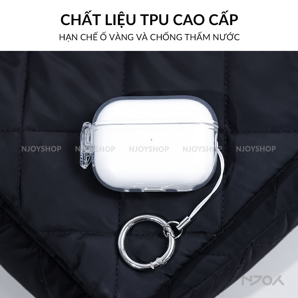 Ốp Trong Suốt Nút Mở Thông Minh Kèm Móc Khóa Tiện Lợi Cho Tai Nghe Airpods 4 3 Airpods Pro 3 2 Njoyshop